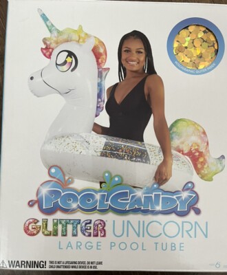 Brand New POOL CANDY Glitter Unicorn Large  Inflatable Pool Tube Float 40 