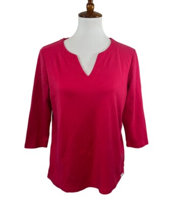 Orvis Ladies' 100% Pima Cotton Shirt Tee 3/4 Sleeve Shirt Dark Pink Size Medium
