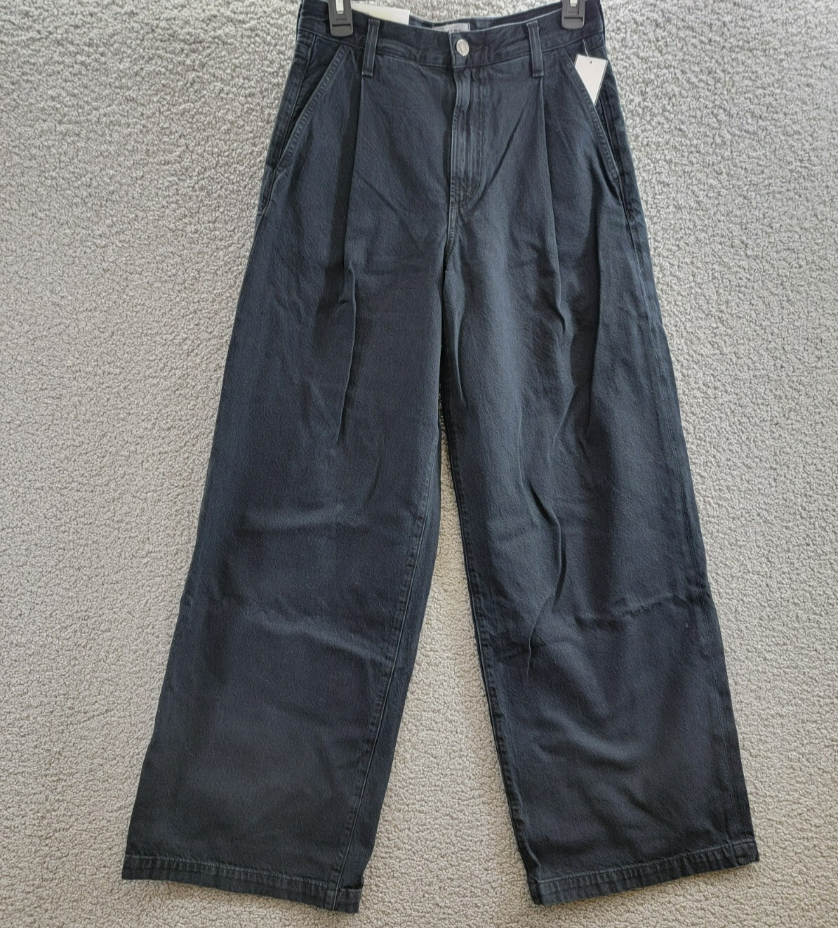 AGOLDE Ellis High Rise Wide Leg Jeans Women's 24 Crushed Button Zip Closure - Picture 2 of 18