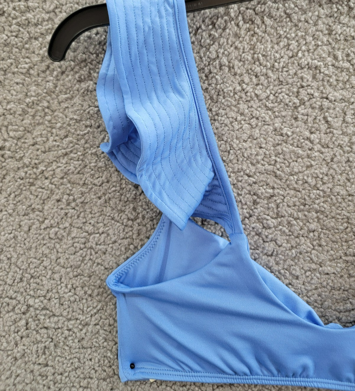 Peixoto Amara Bikini Top Women's L Lazuli Blue Knot Front Ruffle Sleeve Pullover - Picture 12 of 18