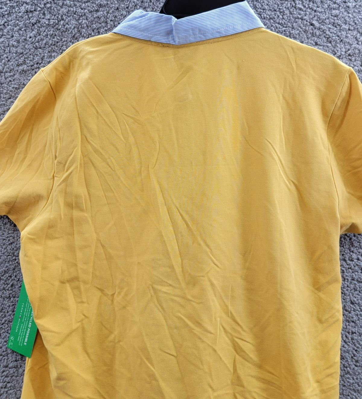 Tommy Hilfiger Striped-Collar Polo Shirt Women's L Deep Maize Short Sleeve - Picture 13 of 16