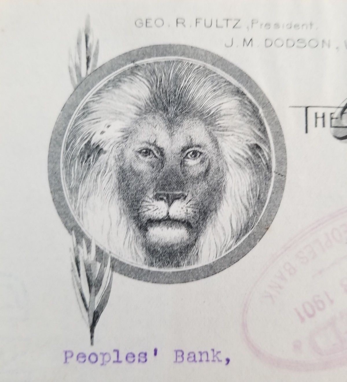 Vintage 1901 Advertising Billhead Monarch Trust Co. Wichita KS Lion Illustration