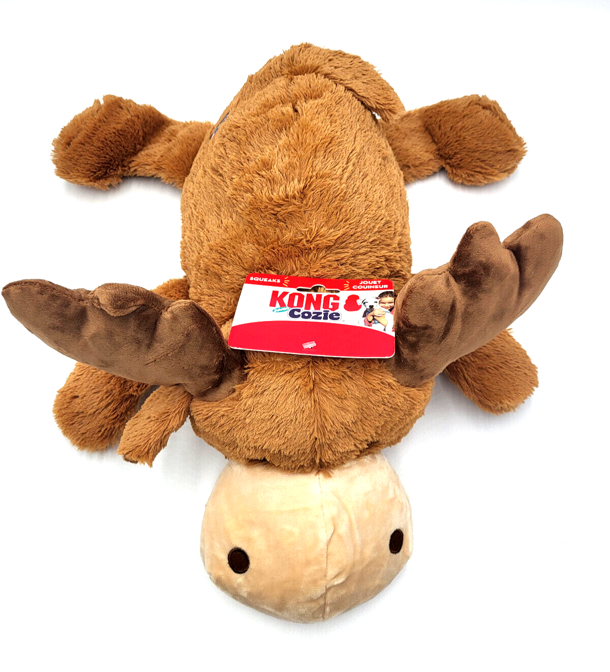 KONG Cozie Jumbo Marvin Moose Squeaky Plush Toss & Shake Dog Comfort Toy 20x16"