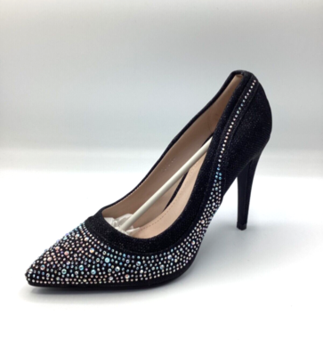 Ladies black sales diamante shoes