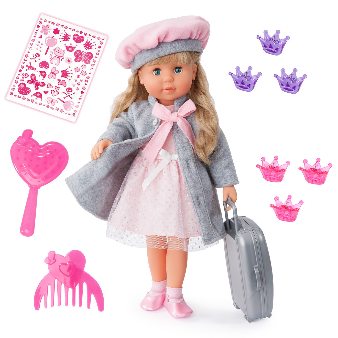 Charlene Funktionspuppe 46 cm Puppe  von Bayer mit Reisekoffer  94635AX