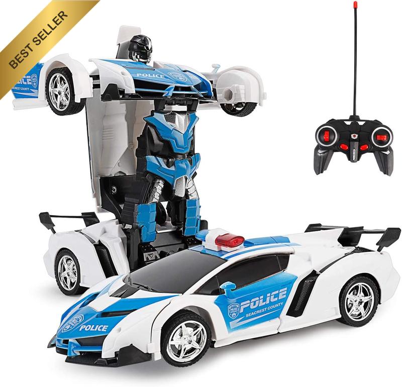 RC Car 1:18 Convertible Robot 2.4Ghz Rechargeable Drifting Police Car