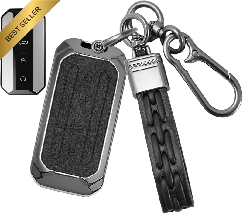 Leather Metal Frame Key Case Car Key Case Fits Chery Jaecoo 5 EV J5 2025 2026 Ac