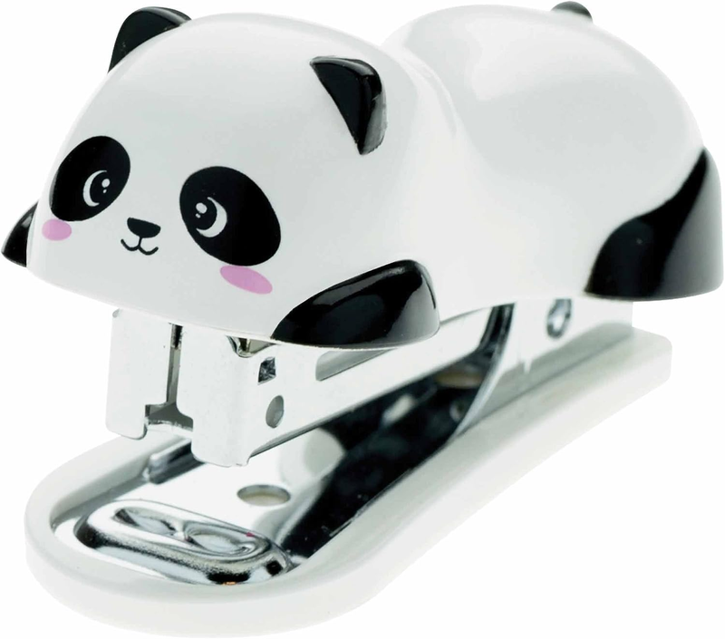 Mini Friends Cucitrice Plastic Panda Stapler, White/Black | Compact Desktop and