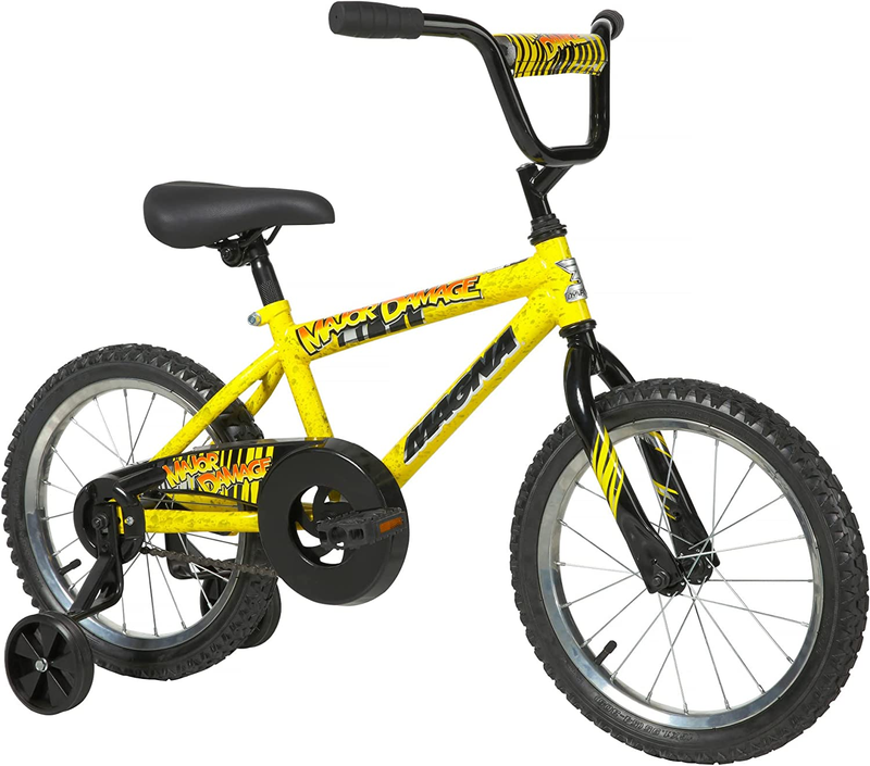 Dynacraft Magna Major Damage Boys BMX Street/Dirt Bike 16", Yellow/Black