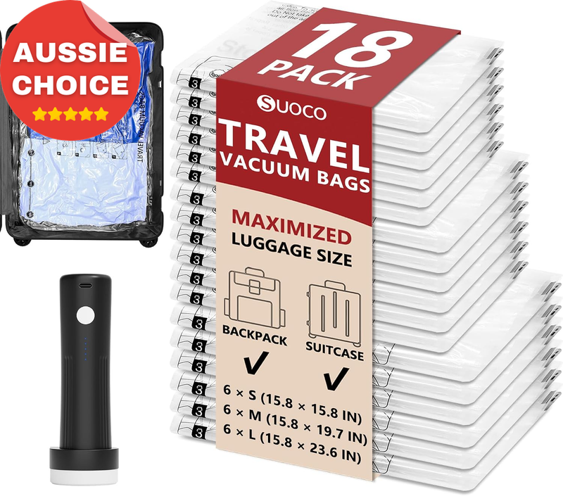 Travel Vacuum Seal Bags 18 Pack with Electric Pump Compression Storage