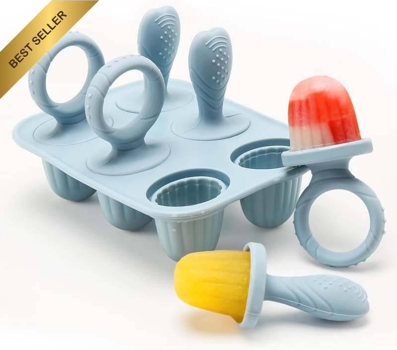 Mini Bpa-Free Silicone Ice Lolly Moulds Kit for Toddlers - 6 Pcs 17Ml Moulds wit