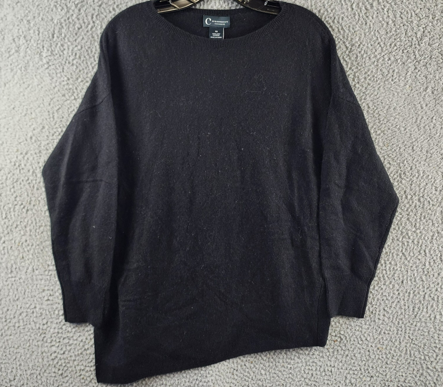 C by Bloomingdale's Cashmere Boat Neck Side Slit Asymmetrical Sweater Women's XS - Picture 1 of 12