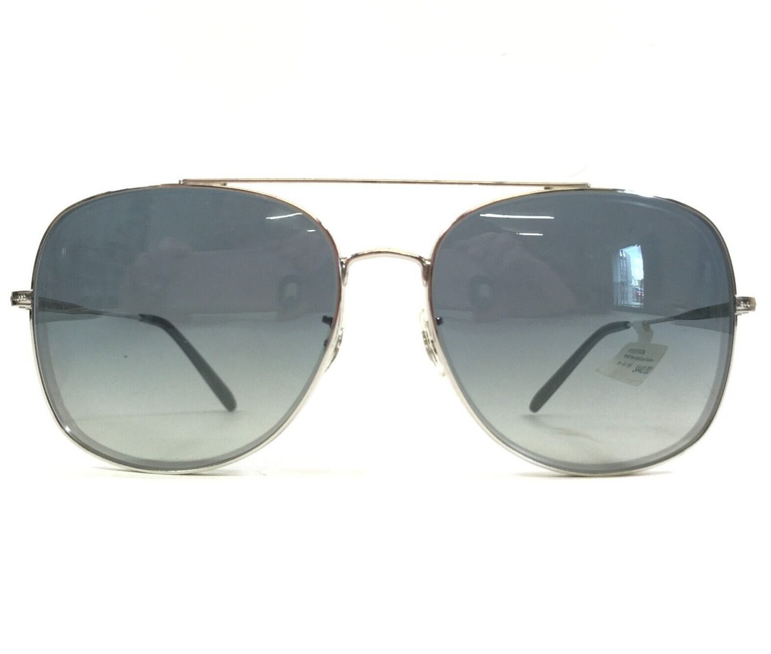 Pre-owned Oliver Peoples Sunglasses Ov1272s 50366i Taron Silver Aviators Dark Gray Lenses