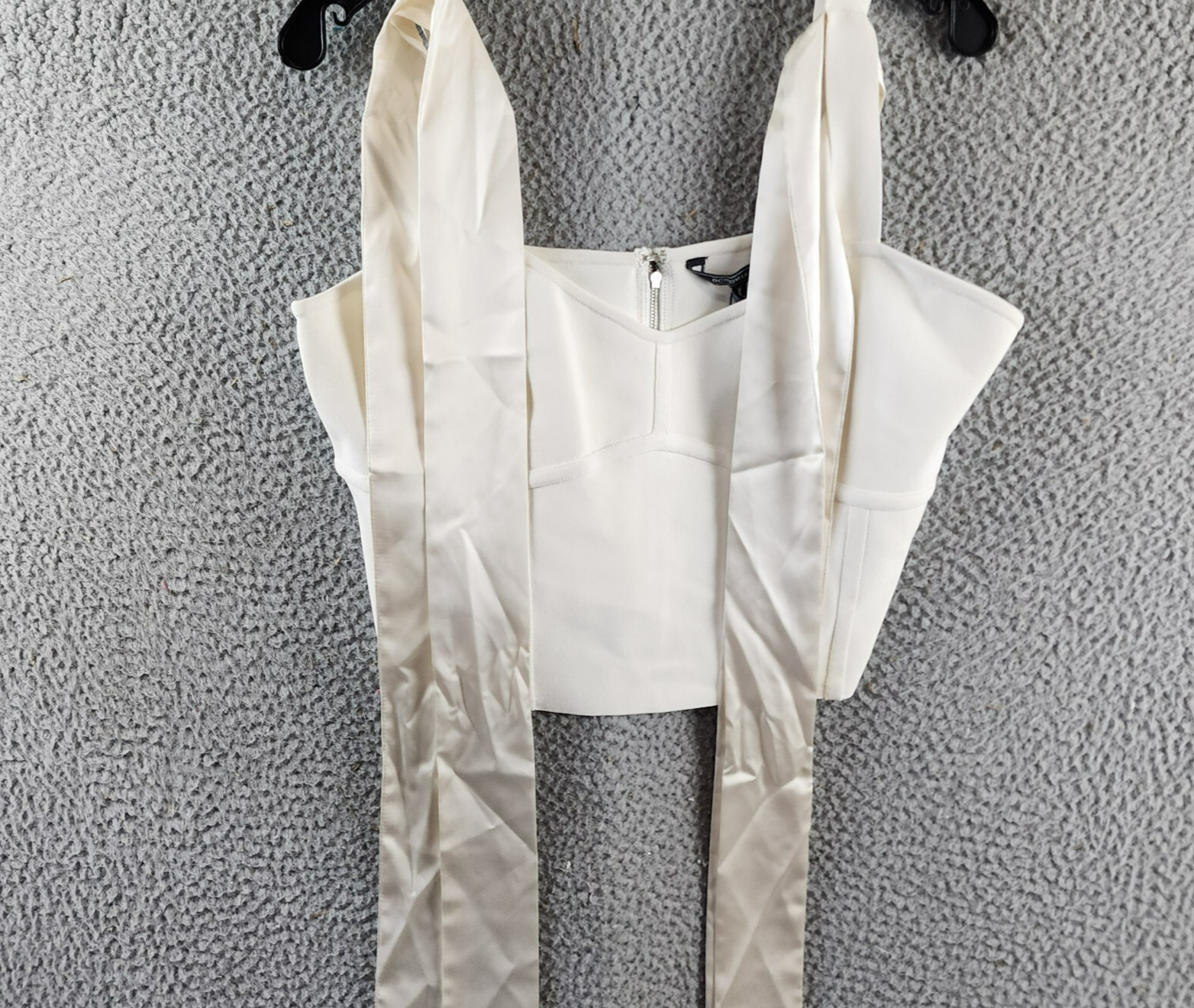 BCBGMAXAZRIA Cropped Corset Top Women's L Gardenia Sweetheart Neck Back Zip - Picture 2 of 14