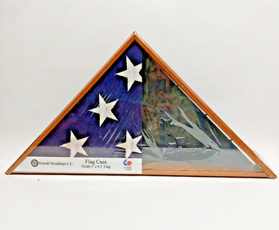 Solid wood Flag Display Case for Memorial Funeral Casket Glass Front
