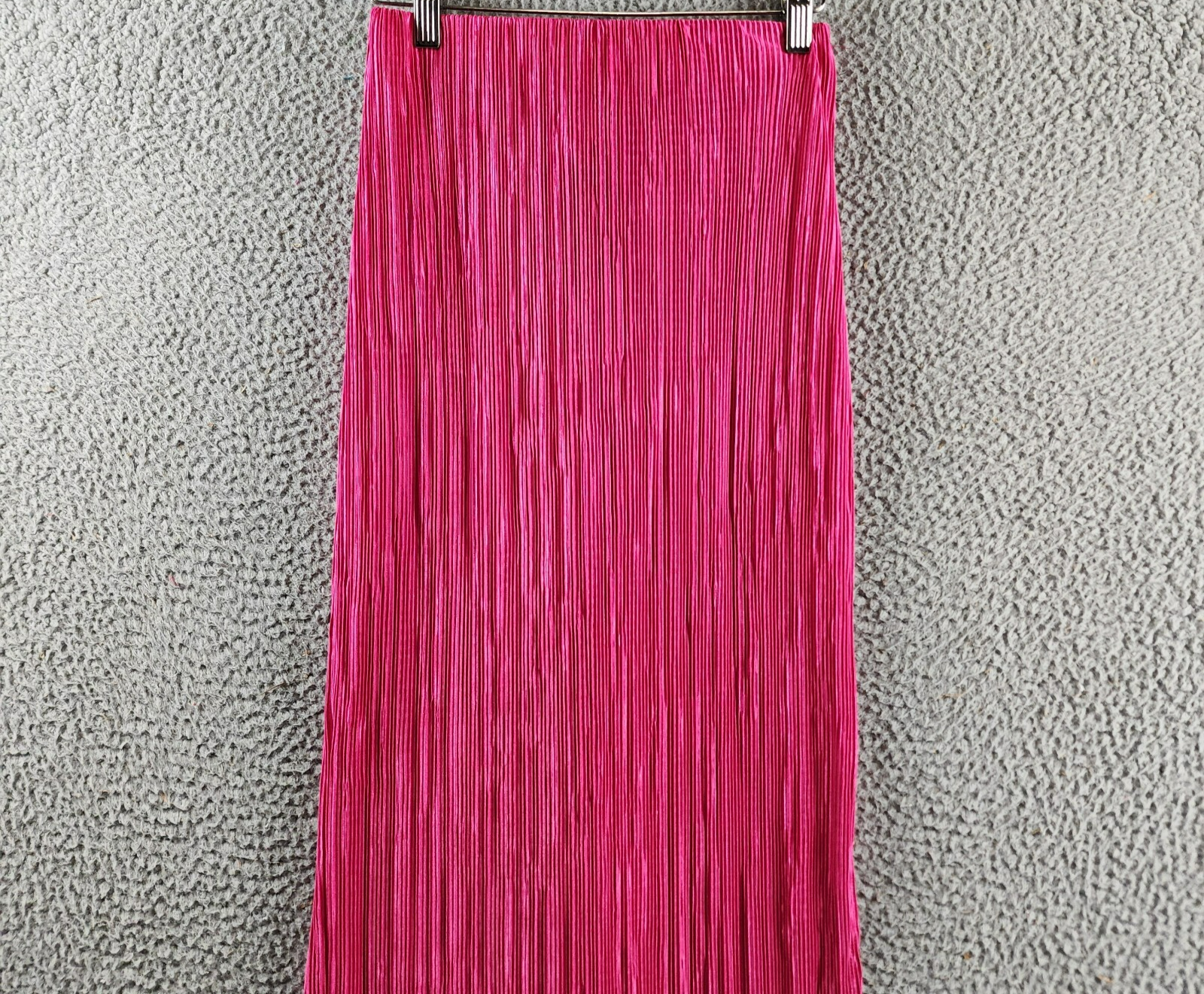 Renee C. Plisse Side Slit Maxi Skirt Women's XS Pink Solid Elastic Waist Pull On - Picture 4 of 13