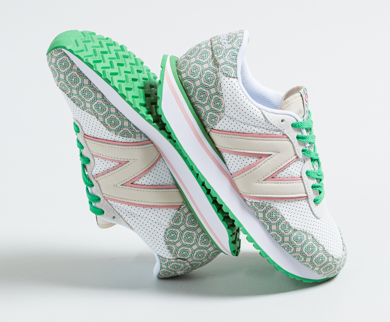 Pre-owned New Balance Balance + Casablanca 237 Suede-trimmed Leather Sneakers Shoes 42.5 In Multicolor