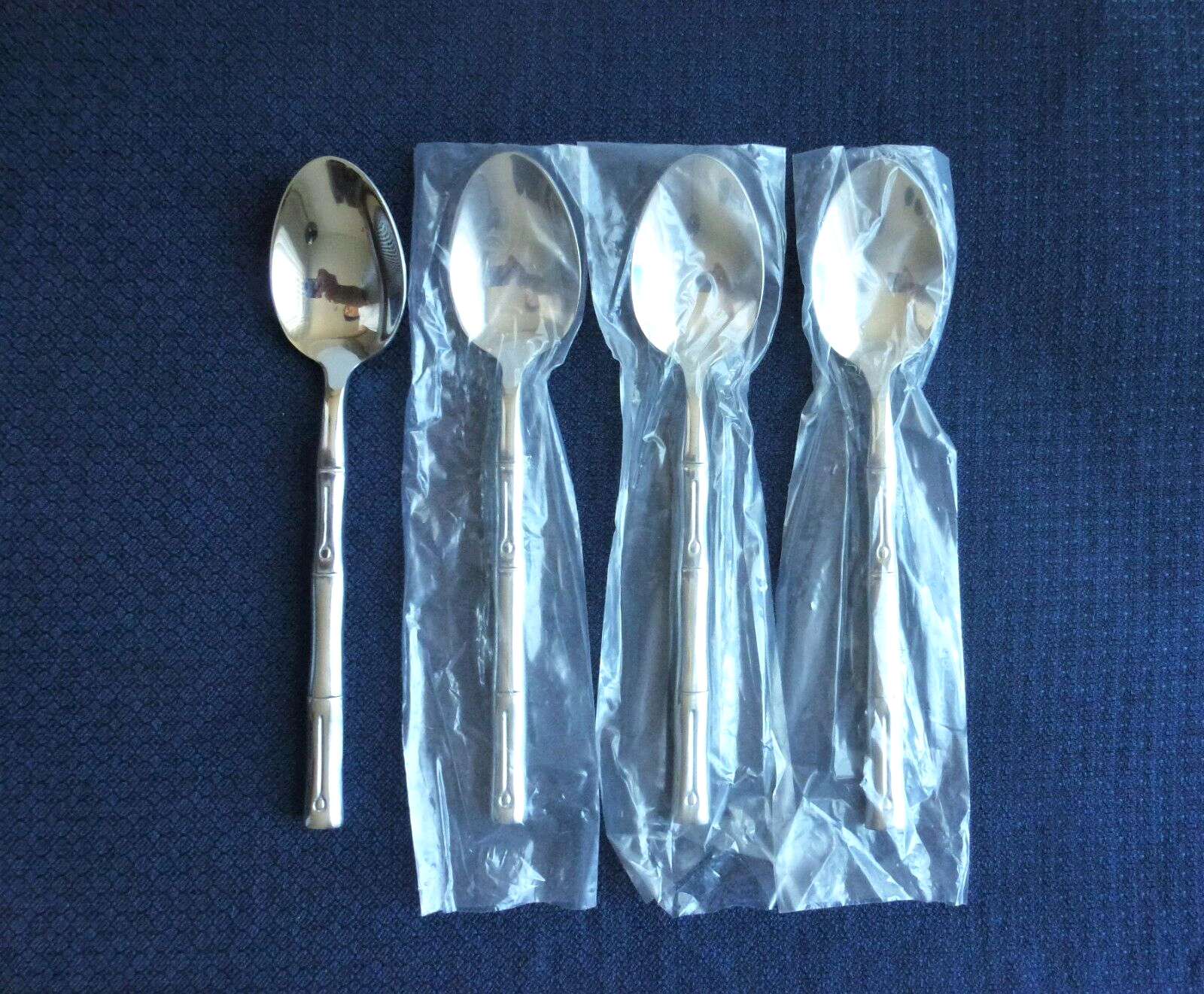 New Hampton Forge Signature BAMBOO Set of 4 Teaspoons Stainless Flatware(6 7/8")