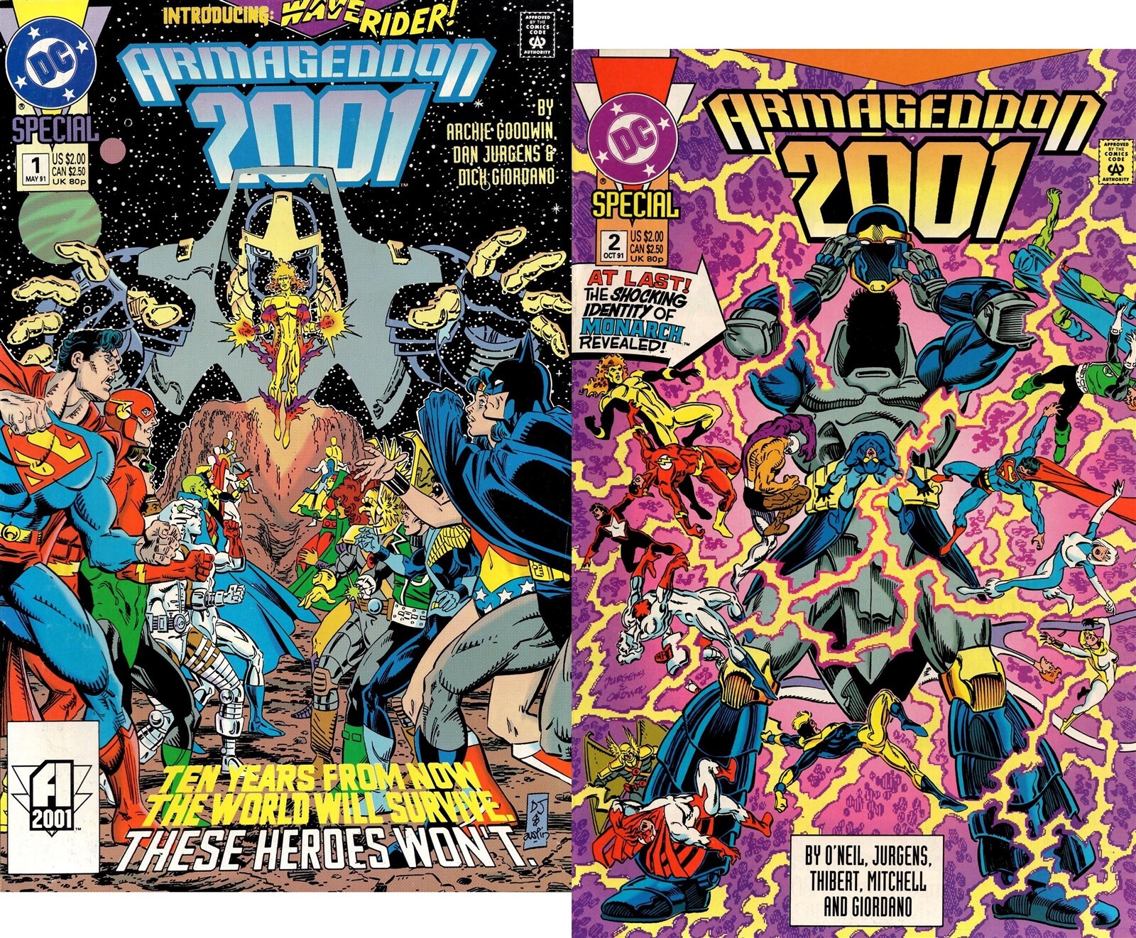 Armageddon 2001 #1-2 complete set DC Comics 1991 Waverider Captain