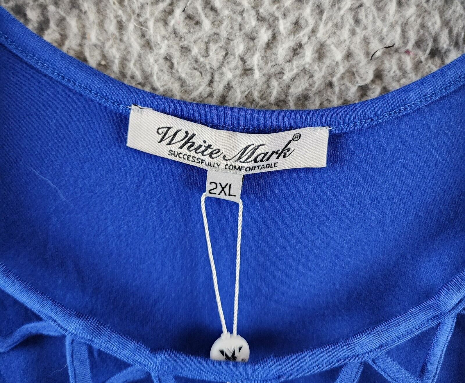 White Mark Criss-Cross Neck Quarter Sleeve Swing Dress Womens 2XL Royal Pullover - Picture 6 of 13