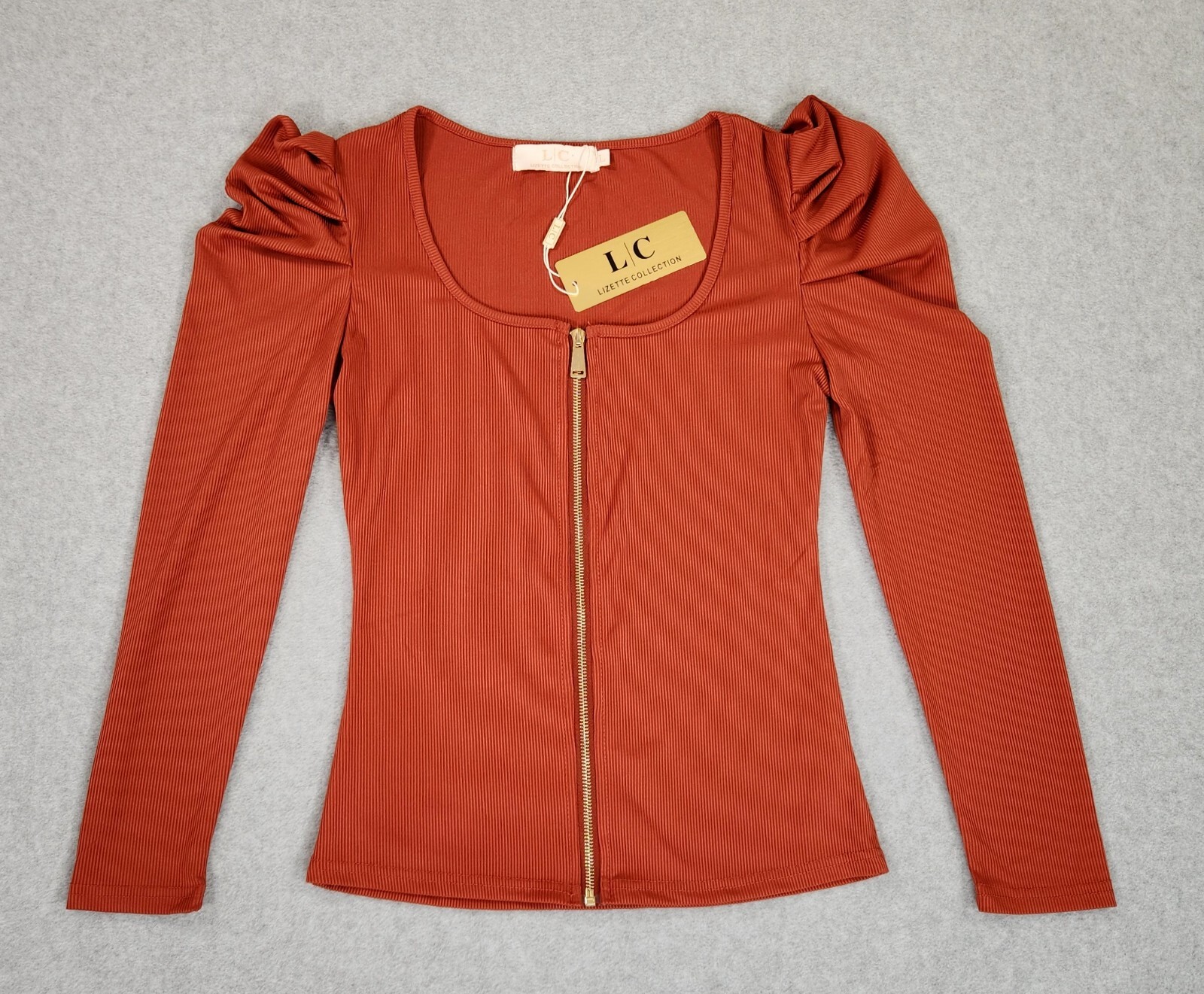 LC Lizette Collection Womens Top Long Sleeve Gold Hardware