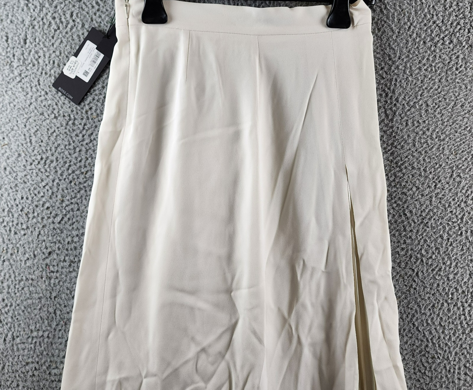Boss Vateza Skirt Women's 4 Soft Cream Front Pleated Panel Back Zip Closure - Picture 5 of 15