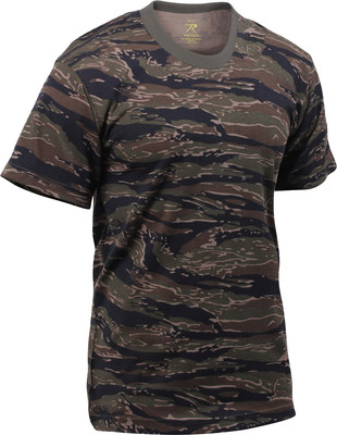 Mens Tiger Stripe Camouflage Tactical Military Short Sleeve T-Shirt