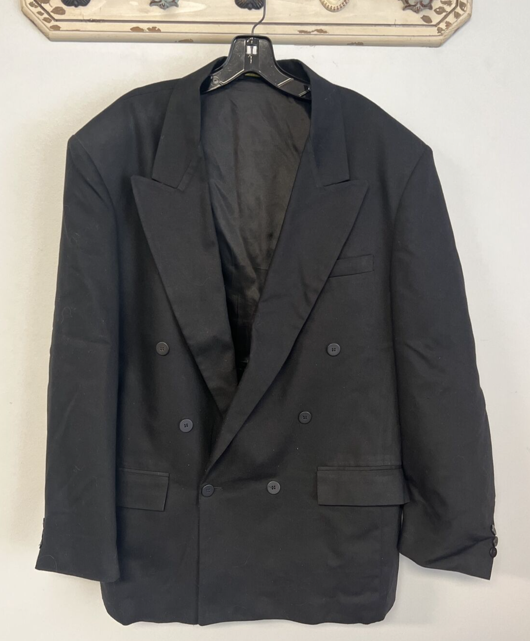 Men's Azia Double Breasted Blazer Jacket Sports Coat Black