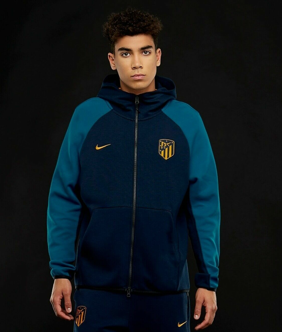 MENS NIKE TECH FLEECE Atletico Madrid FULL ZIP HOODIE SIZE M