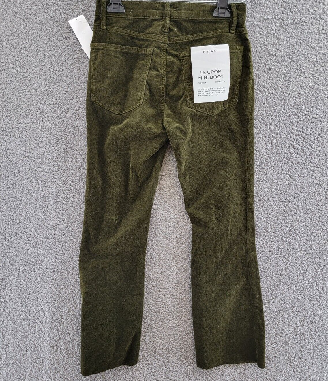 FRAME Le Crop Mini Bootcut Jeans Women's 26 Surplus Corduroy Button Zip Closure - Picture 11 of 17