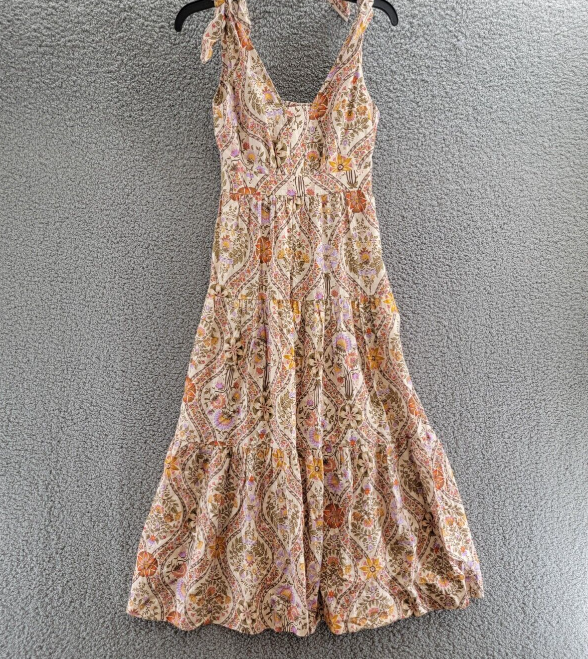 Derek Lam 10 Crosby Timothea Linen Blend Tie Shoulder Dress Womens 0 Light Khaki - Picture 2 of 15