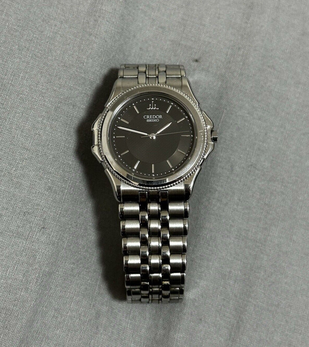 稼働 SEIKO CREDOR 腕時計 1400 ブラック文字盤 1386 稼働 SEIKO