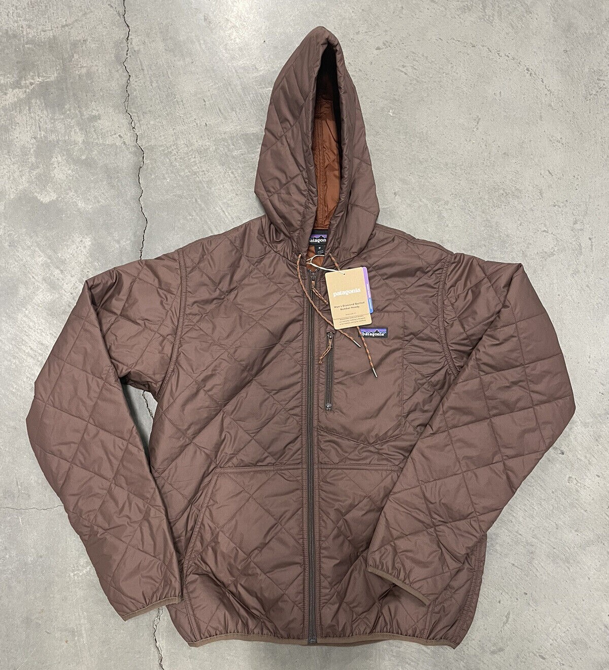 Patagonia Diamond Quilted Bomber Hoody Cone Brown New Mens Patagonia Diamond Quilted Bomber Hoody Cone Brown New Mens