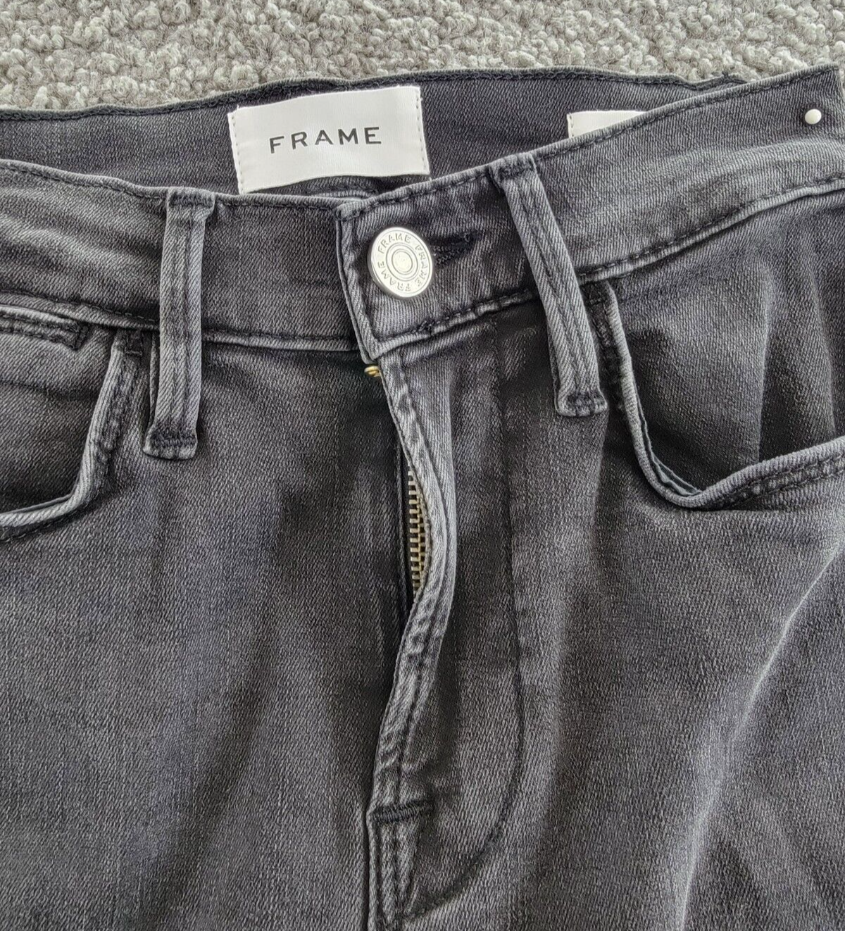 Frame Le High Straight Jeans Women's 24 Mardel Pockets Denim Button Zip Closure - Picture 10 of 17