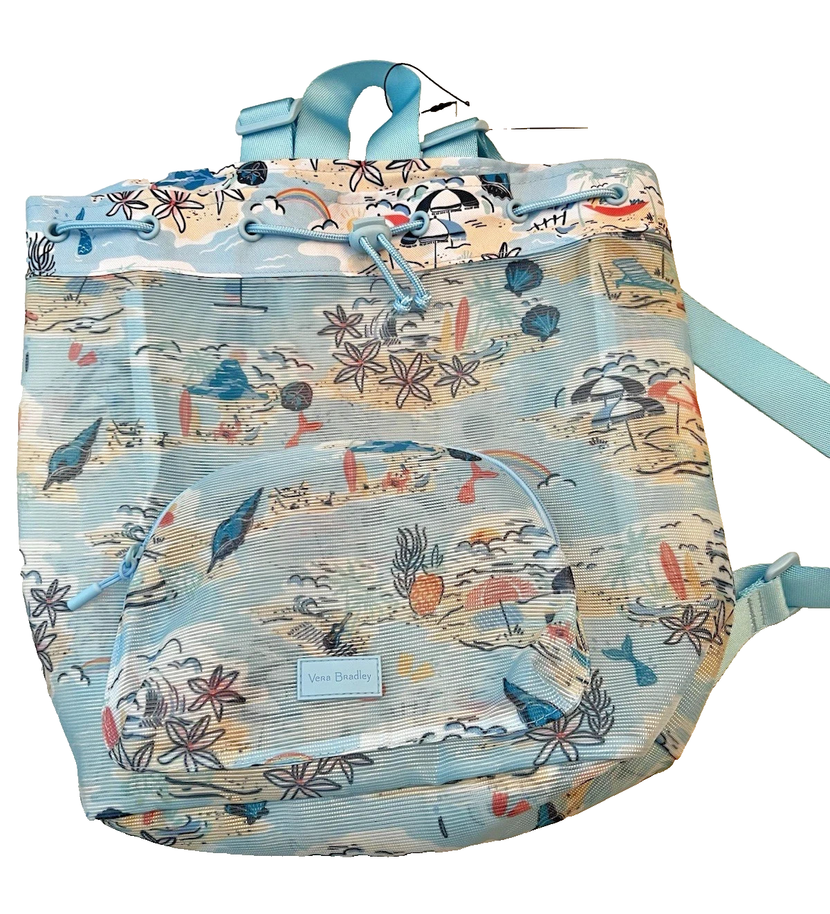 [HAI] Vera Bag Light Blue×Ivory チェッカー柄バッグ Vera Bradley Lighten Up Deluxe Drawstring Backpack Beach