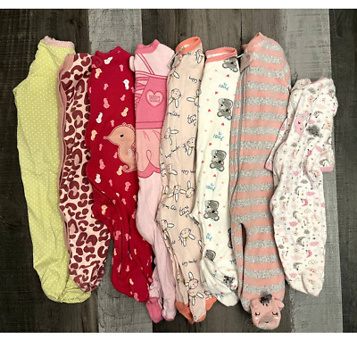 Lot Of 8 Baby Girl Infant 3-6 Months 8 Sleepers ~ Variety Brands
