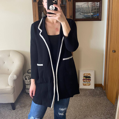 Zara black 2025 and white cardigan