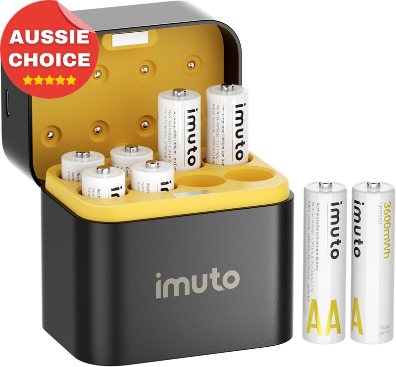 Rechargeable AA Lithium Batteries 8 Pack 3600mAh 1.5V Charger Long Lasting