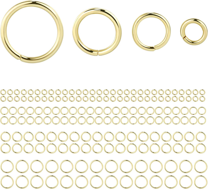 14K Gold Plated Jump Rings 900PCS 4/6/8/10 Mm Gold Jump Rings Strong Open Ring B