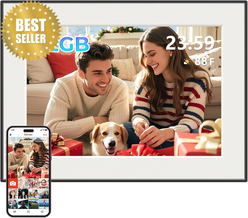 32GB Frameo Digital Photo Frame, 10.1 Inch Wifi Digital Picture Frame, 1280X800