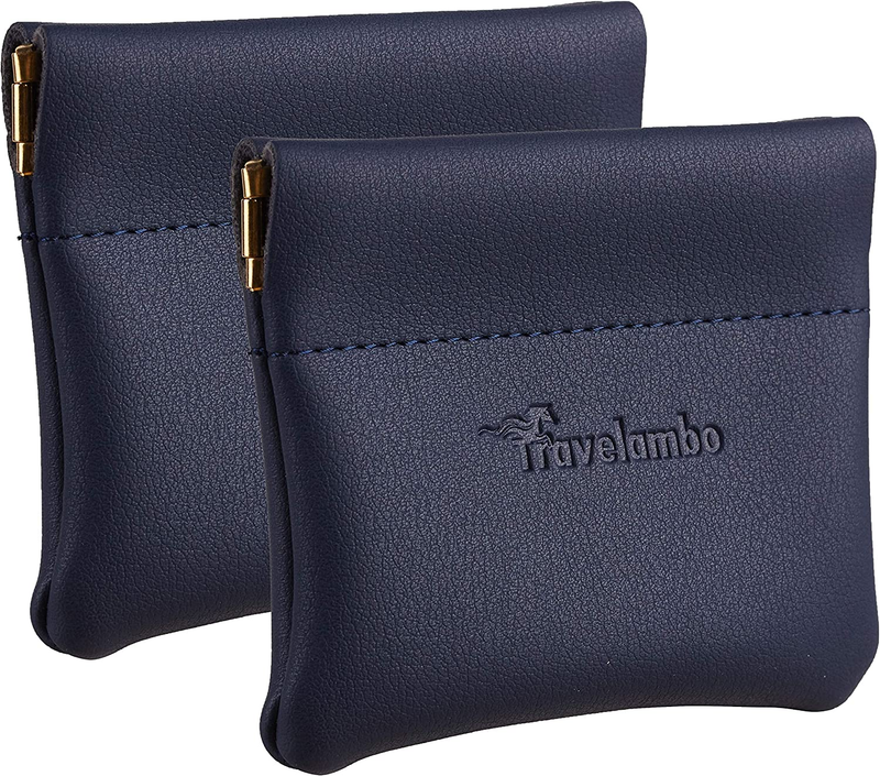 Travelambo Leather Squeeze Coin Purse Pouch Change Holder for Men