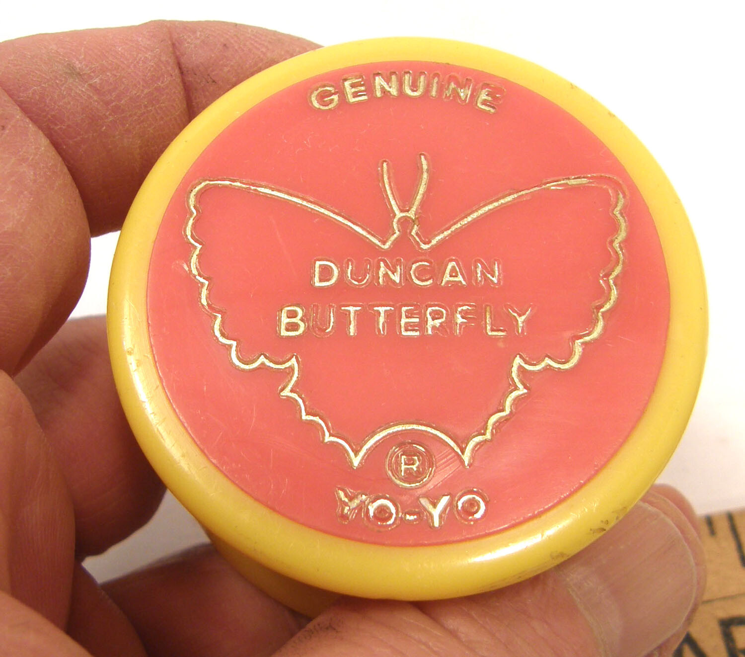 VINTAGE LATE 1960'S EARLY 1970'S DUNCAN BUTTERFLY YOYO YO-YO  YELLOW & ORANGE