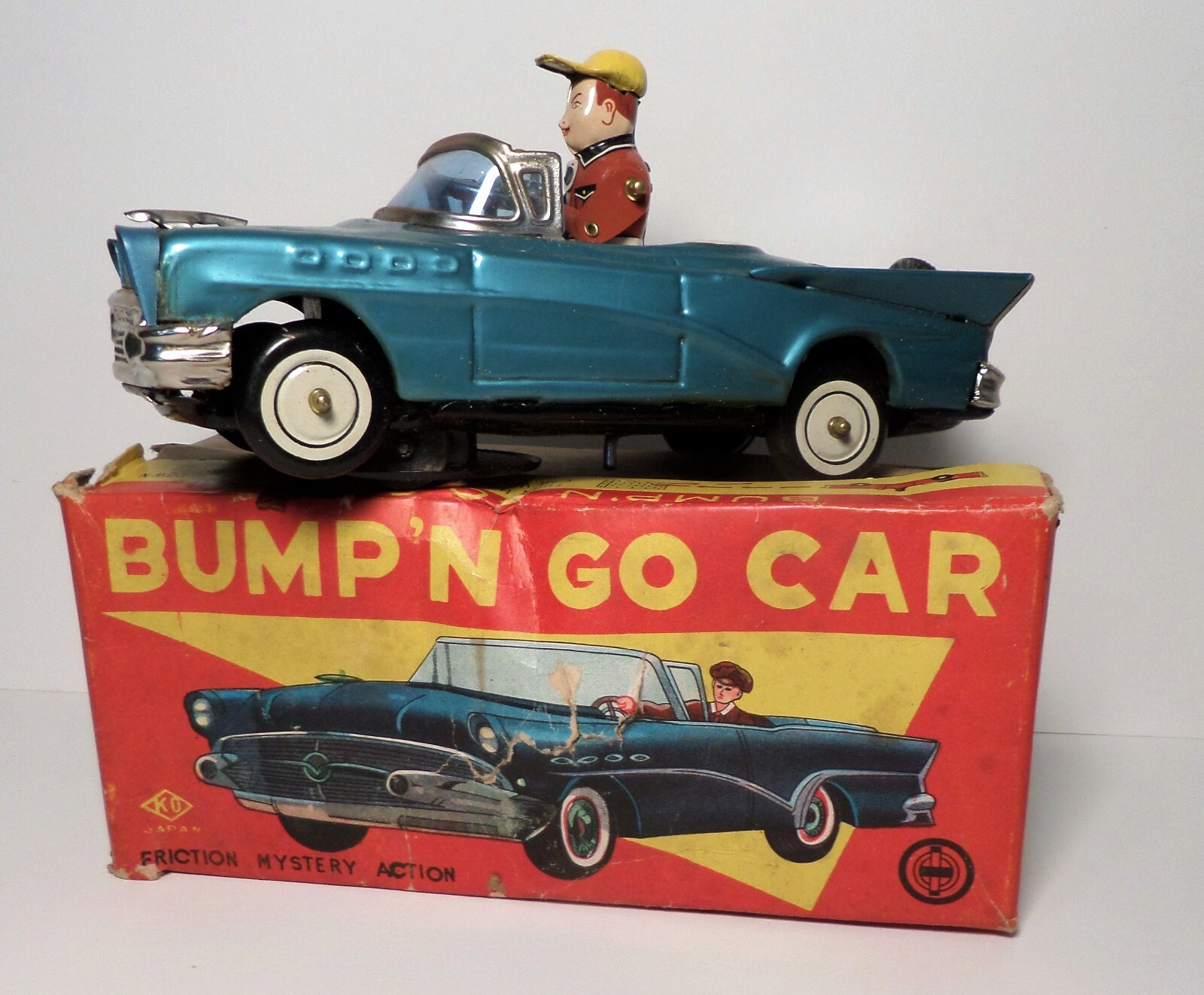 KO Tin Litho Friction “Bump 'N Go Car” Mystery Action Japan