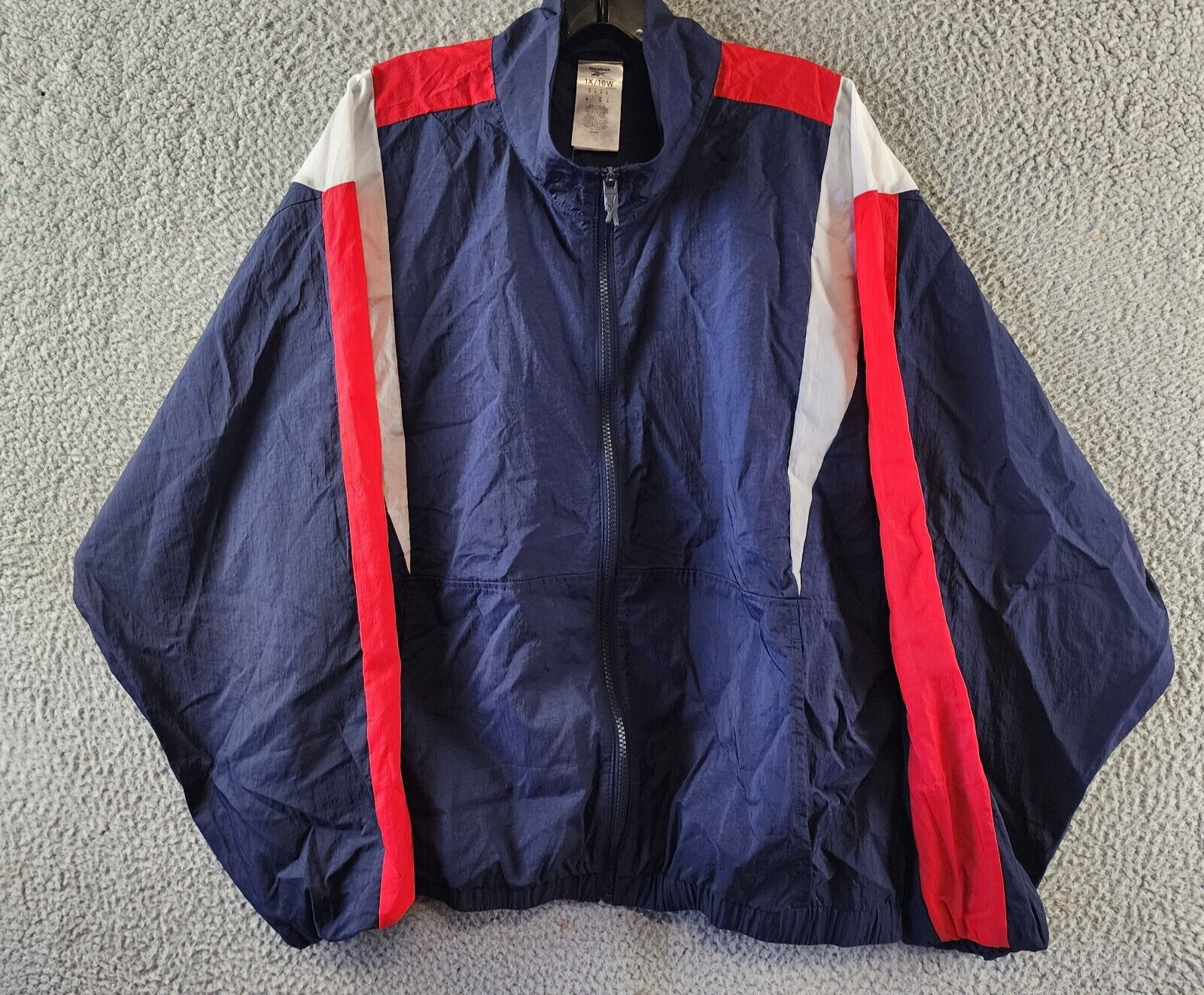 Reebok Plus Size Zip-Front Long-Sleeve Colorblocked Jacket Women's 1X 16W Navy - Picture 2 of 14