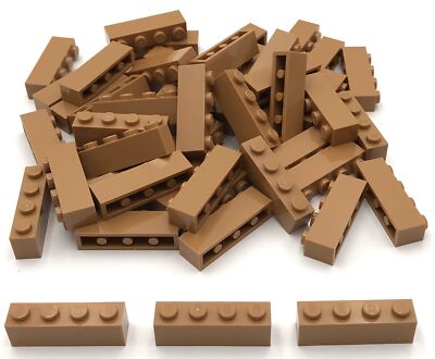 Lego 50 New Medium Nougat Bricks 1 x 4 Studs Building Blocks Pieces