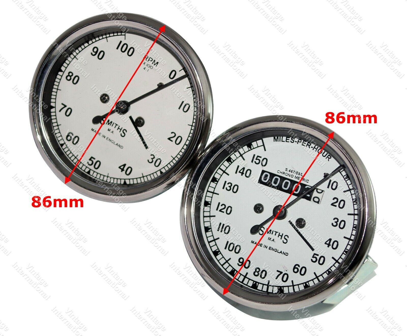 Smiths Replica 0-150 Mph Speedo & Rpm Meter for Norton Royal Enfield Triumph 