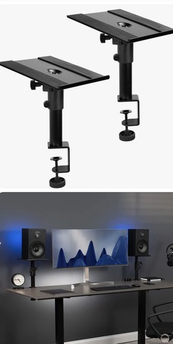 VIVO Universal Black Steel Clamp-on Desk / Table Speaker Sta