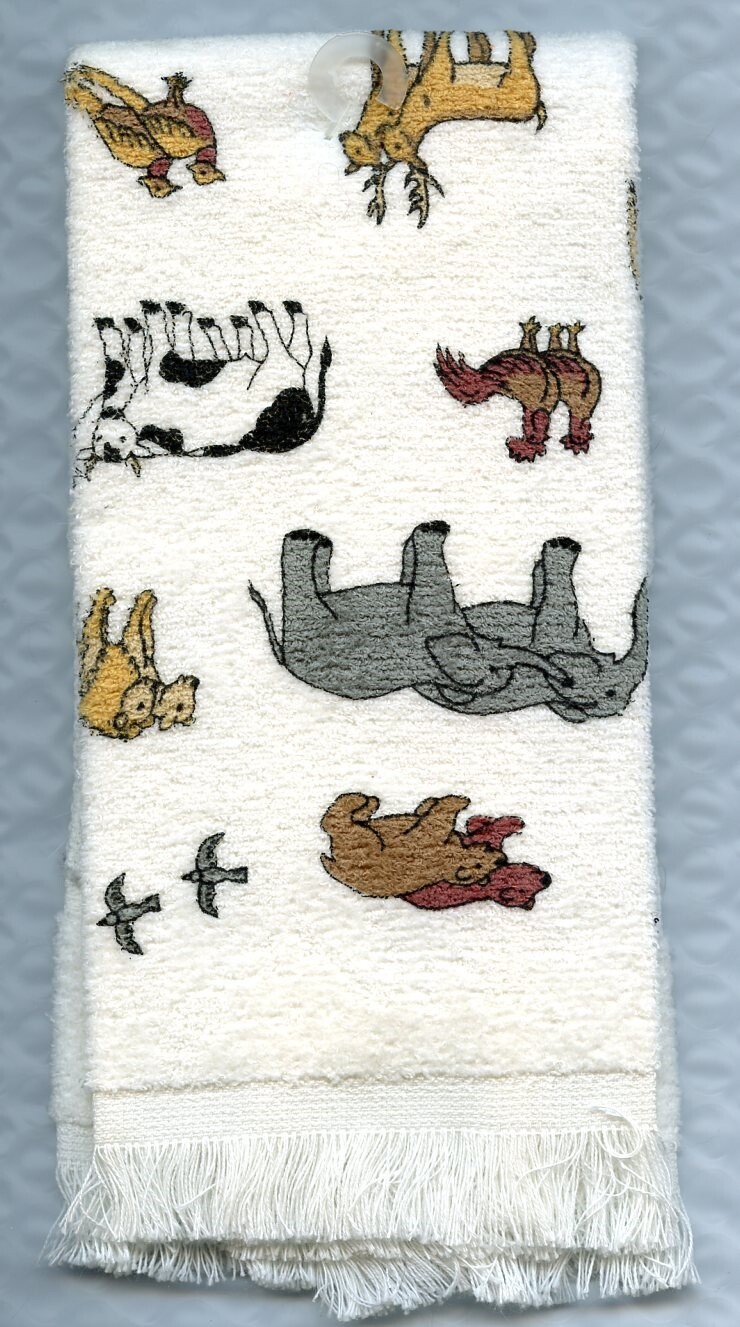 Charles Craft Noah's Animals Velour Print Fingertip Towel for Cross Stitch NEW