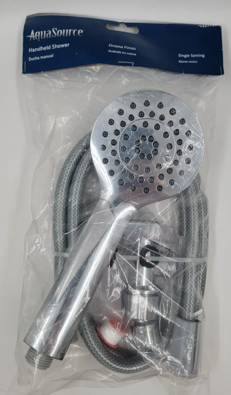 AquaSource Easy Install Chrome Round Handheld Shower Head 2.5-GPM Single Pattern