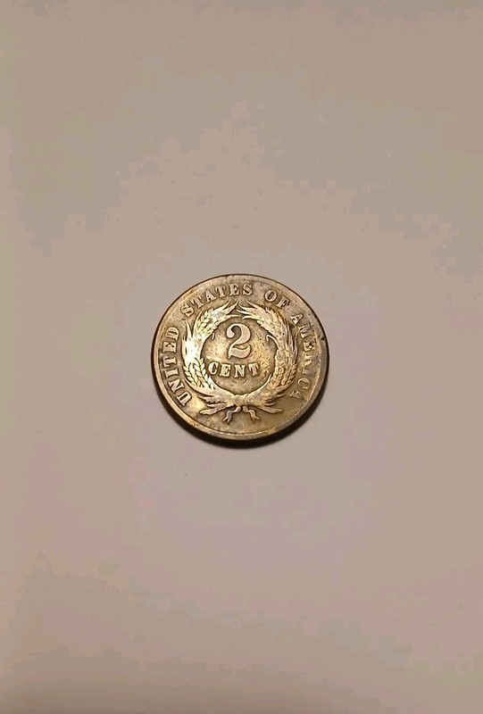 1864 United States Of America 2 Cent Copper Coin